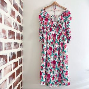 For Love & Lemons Becca Floral Midi Dress Size Large